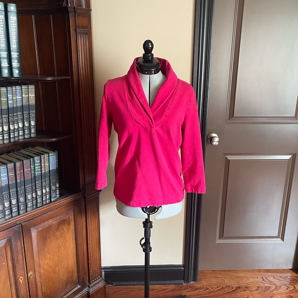 EUC Talbots Fuchsia 3/4 Sleeve Stretchy Medium Weight Casual Top